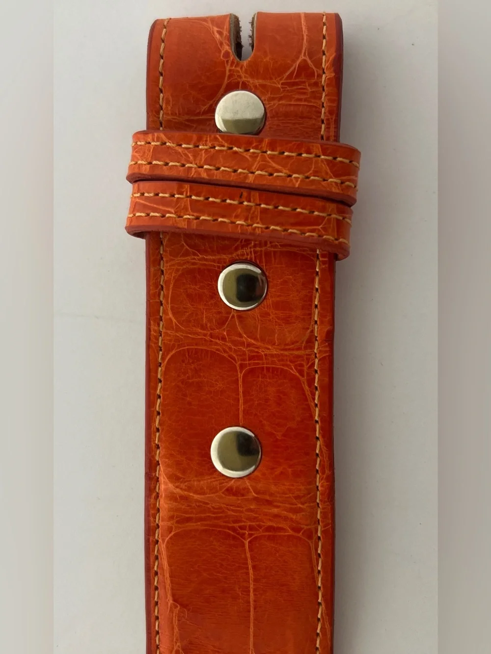 James Reid Santa Fe Orange Alligator Skin Belt No BUCKLE Size 32 W/bag